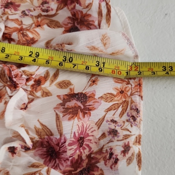 1 State Dress Womens Size M Floral Keyhole Button Sleeveless Ruffel - Picture 6 of 9